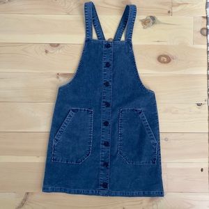 American Eagle Blue Corduroy Button Overall Dress